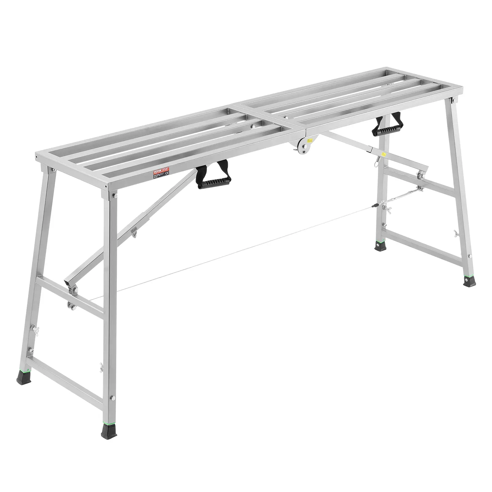 【SummerFinds】VEVOR Work Platform, 4 Gear Adjustable Height, Folding Alloy Steel Step Ladder, Portable Scaffolding Platform, 800 lb Load Capacity, Non-Slip Rubber Feet, Drywall Painting Stool, Cleaning & Washing