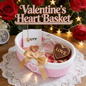 Valentine Heart Storage Basket Block, Large Capacity Makeup Organizer, Desktop Jewelry Holder, Portable Durable Design