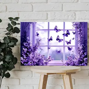 Purple Butterfly Aesthetic Room Poster Canvas Poster, Cute And Vibrant Poster for Bedroom, Dorm, Gaming Setup