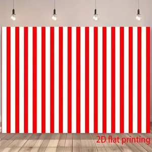 2D Flat Banner Red And White Striped Classic Banner, Timely Stripe Pattern, Durable Polyester Fabric Backdrop for Party, Wedding, Festival Event Background Decoration