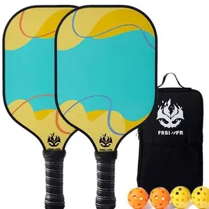 Pickleball rackets, fiberglass pickleball racket sets, universal for adults, children's sports, professional competitions, training.set:2 rackets + 4 pickleballs