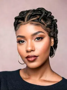 200% Density Single Lace Front Braided Wigs for Women, Fashionable Coily Wigs with Baby Hair Bangs for Daily Use, Party, African Black Lady's Hair for Amazing Braided Hair Styles, Synthetic Braided Wig, Lace Frontal Wigs
