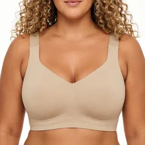 Women's Wireless Full Coverage Jelly Bra - Seamless Comfort, High Elastic U-Back & Adjustable Wide Straps - Breathable Everyday Wear