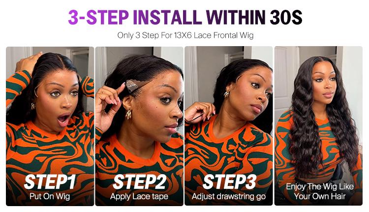 [13x6 GLUELESS WIG] Megalook Body Wave 13x6 Glueless Transparent Lace Frontal Wigs Put On Go Pre-bleached Preplucked Pre-everything Effortless Human Hair Wigs For Beginner Friendly