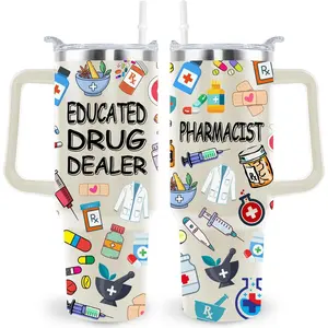 40 Oz Pharmacist Tumbler Cup Pharmacist Gifts Stainless Steel Insulated Travel Coffee Mug with Handle Pharmacist Appreciation Gifts for Women Men