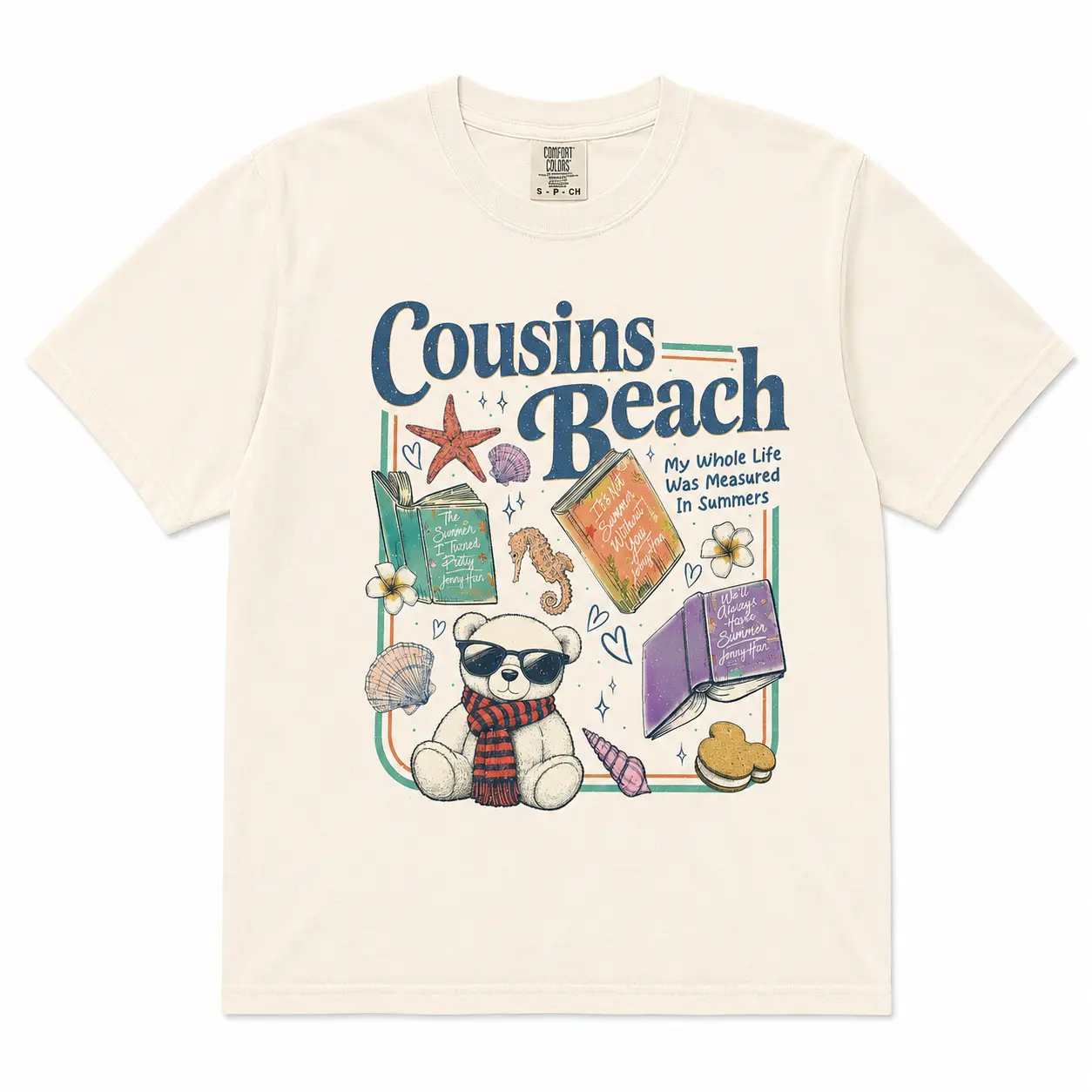 Women's Combed Cotton Shortsleeve Relaxed Fit Graphic Print T-Shirt - TSITP Cousins Beach Design, Cold Wash Safe, Double-Stitching, We Will Always Have Summer Team Conrad-Belly Jeremiah Movie Fan Streetwear Top