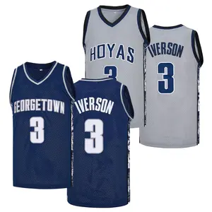 Men's #3 Georgetown University Iverson Basketball Jersey, Letter embroidered Retro basketball vest, Fan Gift