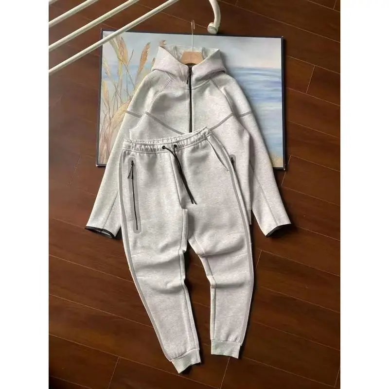 25 Years Spring and Autumn Zipper Jacket Sports Casual Hooded Jacket Long Pants Air Layer Cotton Reflective Taped Suit for Men 25 Years Spring and Autumn Zipper Jacket Sports Casual Hooded Jacket Long Pants Air Layer Cotton Reflective Taped Suit for Men