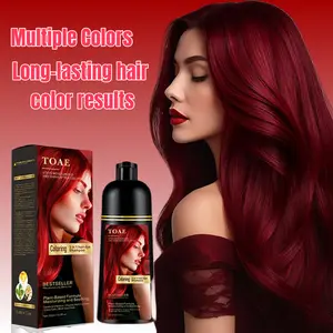 TOAE Hair Dye Shampoo instant +99.9%Coverage -Herbal ingredients Black &Brown-Wine red Quick hair dye Plantextracts Long Lasting Ammonia -Free 300ML Color Haircare Mild Moisturizing Brush Outdoorfun Bowl Gentle