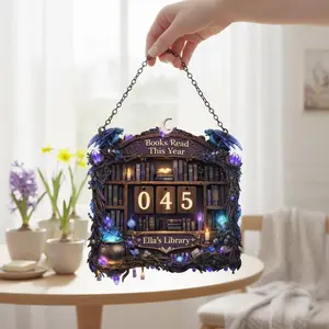Fantasy Book Tracker Sign – Books Read This Year Hanging Library Decor with Number Counter – Custom Reading Tracker Gift