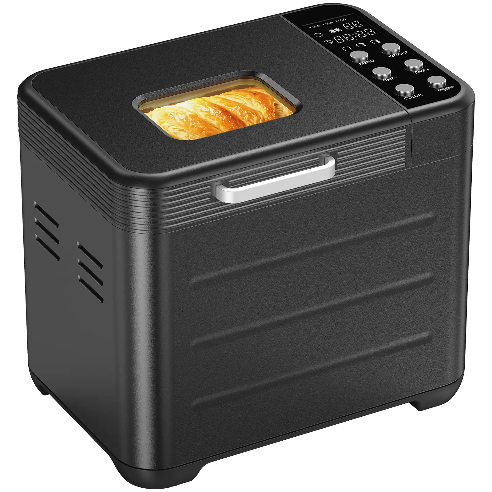 Bread Maker Machine with 12 Menu Options, 3 Loaf Sizes up to 2 lb, 3 Crust Settings, Removable Baking Pan & Kneading Paddle