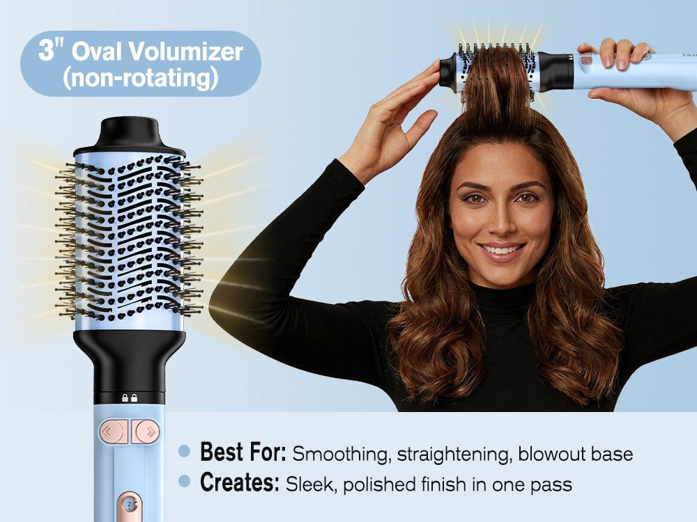 Farery Rotating Hot Air Brush Set 1000W — 4 in 1 Blow Dryer Brush Styler with Diffuser, Hold-to-Rotate Round Brush for Volume, Smooth & Curl