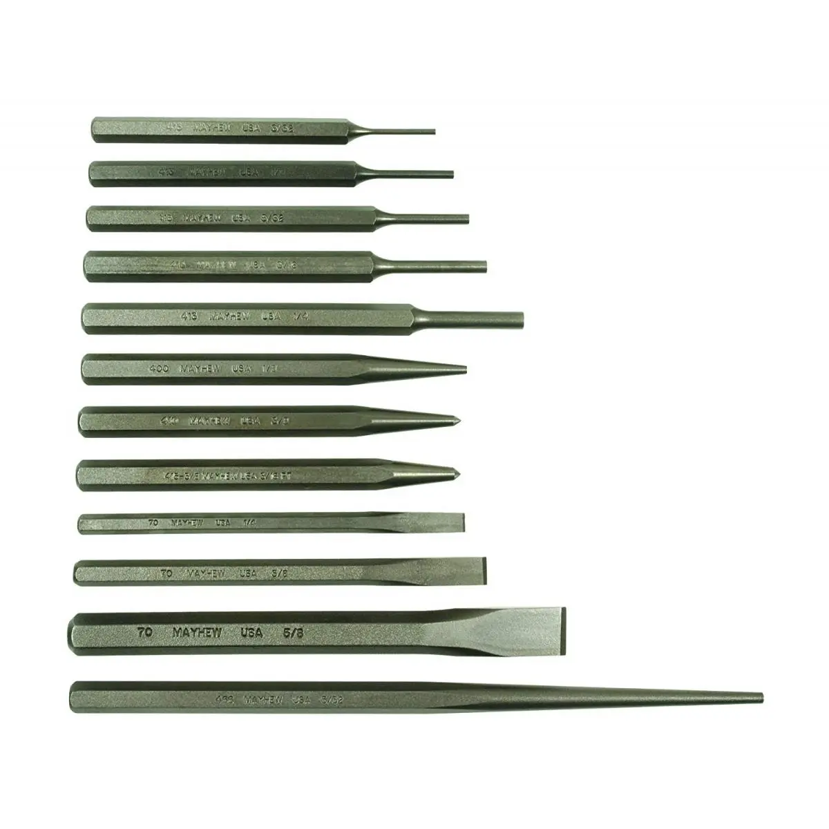 Mayhew 12-Piece Steel Punch & Chisels Set - Dependable Wood Working, Carpentry, Finish Carpentry Tools for DIY Woodwork & Home Needs