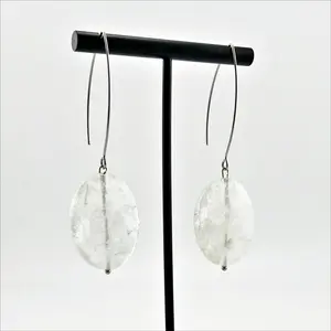 Turquoise jewelry Large Stone Drop Earrings - Elegant Hypoallergenic Stainless Steel Threader V-shape Wire Earrings with Unique Turquoise Accents for Everyday Wear