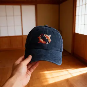 Fishing Gag Hat – “I’d Hate to Be a Fish” Embroidered Dad Cap, Funny Fisherman Gift, Outdoor Humor Hat, Minimalist Yin Yang Koi Fish Cap