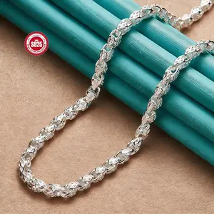 925 Sterling Silver-plated Rope Chain Lobster Clasp 5mm Silver Chain for Men Women Silver Necklace Chain,Elegant Jewelry Gift for Everyday Wear and Festive