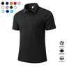 Men's Fitted Quick-Dry Cotton-Polyester Fabric Short-Sleeve Polo Top - Sweat-Absorbing, Outdoor Golf Wear, Multiple Colors Including Orange, Father's Day Gift, Solid Color