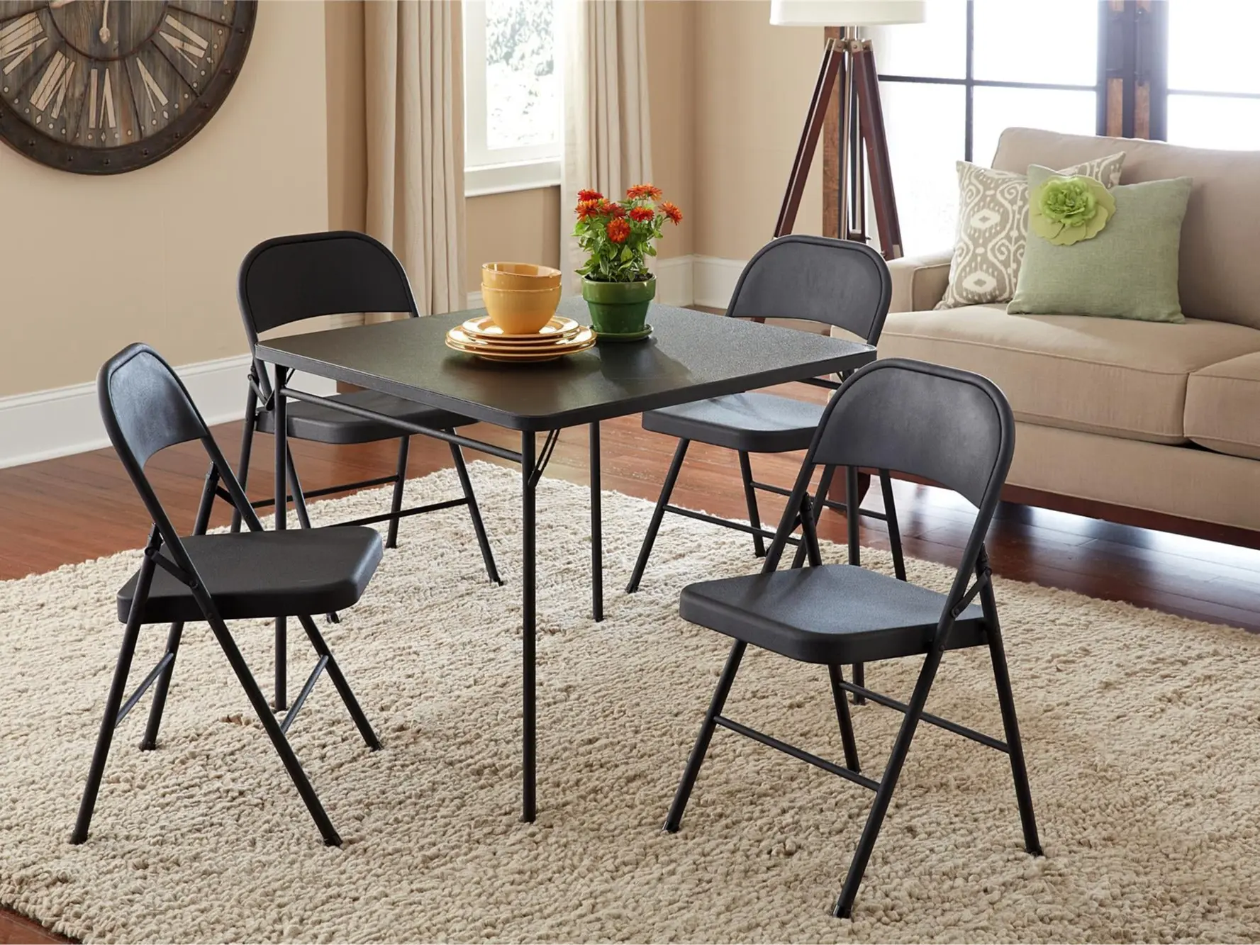 Mainstays All-Steel Metal Folding Chair, Black (Set of 4)