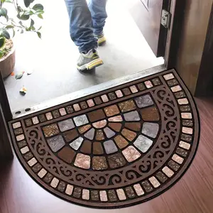 Half-Circular Welcome Mat, Soft Comfortable Rug for Home, Washable Foldable Carpet for Living Room and Bedroom, Ideal Indoor Entry Pad, Prismo Rug