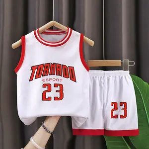 Boys Quick Dry Outdoor Sports Clothing Set Customizable Gradient Color Basketball Uniforms Set
