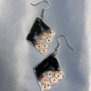 Playing Card Diamond Resin Earrings, Black Paint, Poker