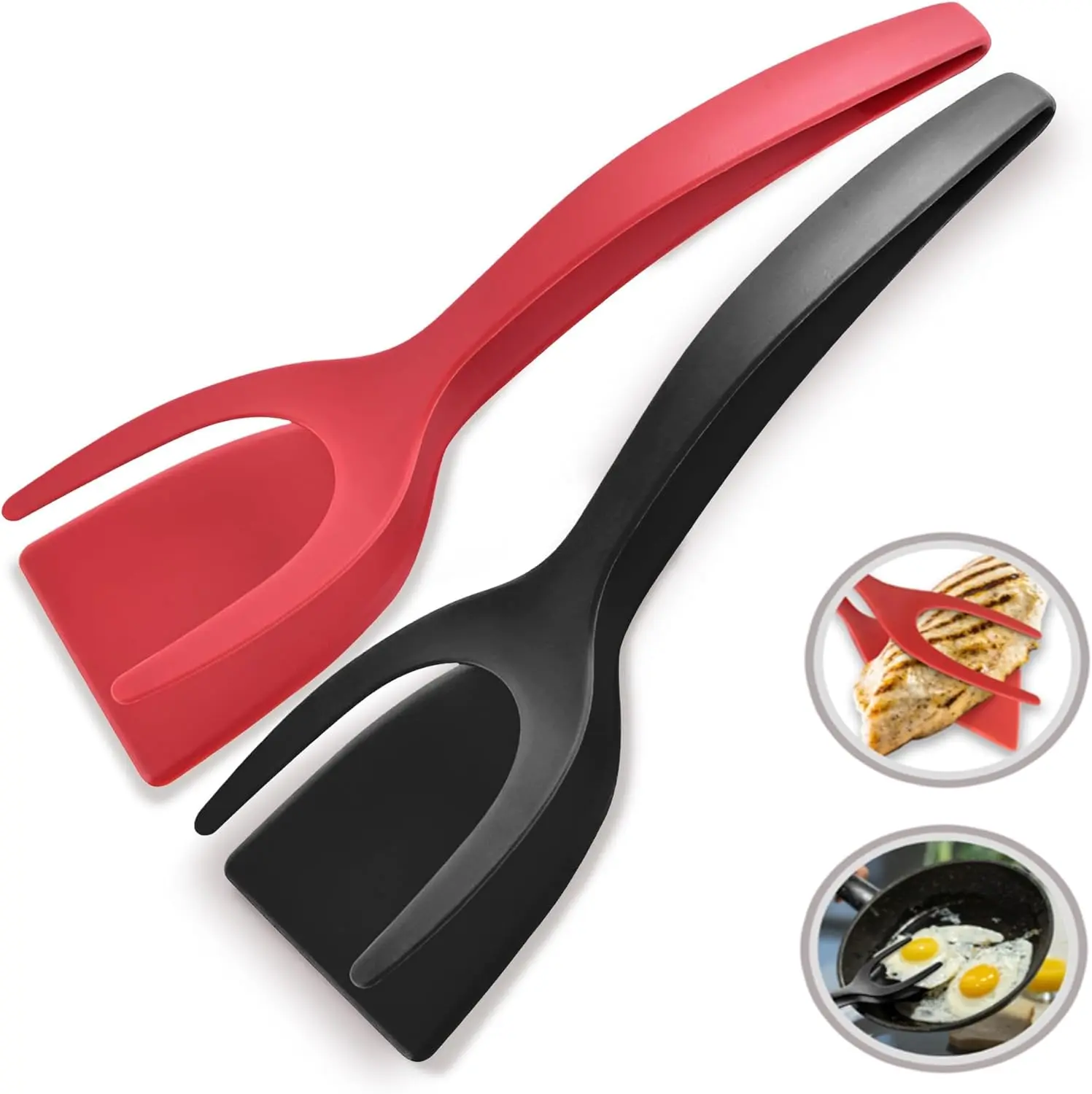 Multifunctional Spatula Spoon with Tongs - Nylon Kitchen Utensil, Nonstick Head, Ergonomic Easy-Grip Handle, High-Temperature Resistant, Lightweight Hanging Tool for Fried Eggs, Burgers, Ideal Housewarming Gift for Foodies, Complements Your Modern Kitchen