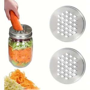 2-Pack Stainless Steel Grater Lids for Mason Jars - 70mm Vegetable, Potato, Carrot & Cheese Shredder | Versatile Kitchen Tool for Easy Food Preparation