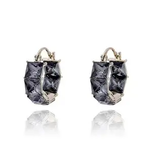 Women's 14K Gold Plated Elegant Rhinestone Decorated Hoop Earrings for women- Exquisite Trendy Hoop Earrings, Jewelry