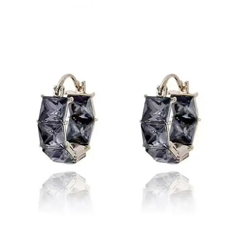 Women's 14K Gold Plated Elegant Rhinestone Decorated Hoop Earrings for women- Exquisite Trendy Hoop Earrings, Jewelry