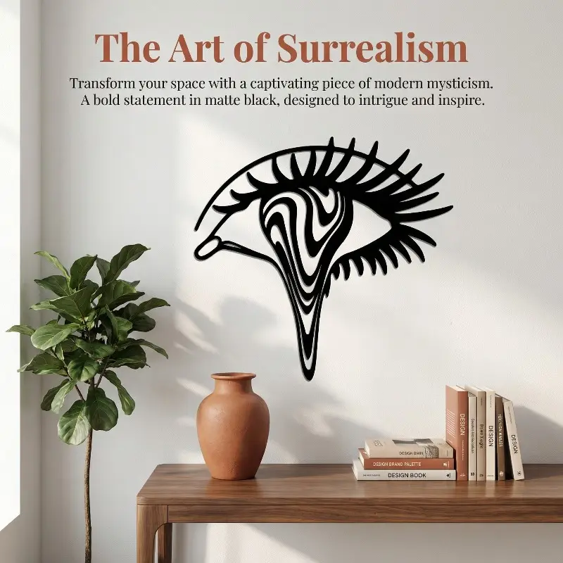 Surreal Eye Metal Wall Decor,Iron Abstract Eye Art, Matte Black Dripping Eye Sign, Modern Mystic Eye Sculpture, Surrealism Living Room Wall Art, Modern Abstract Design