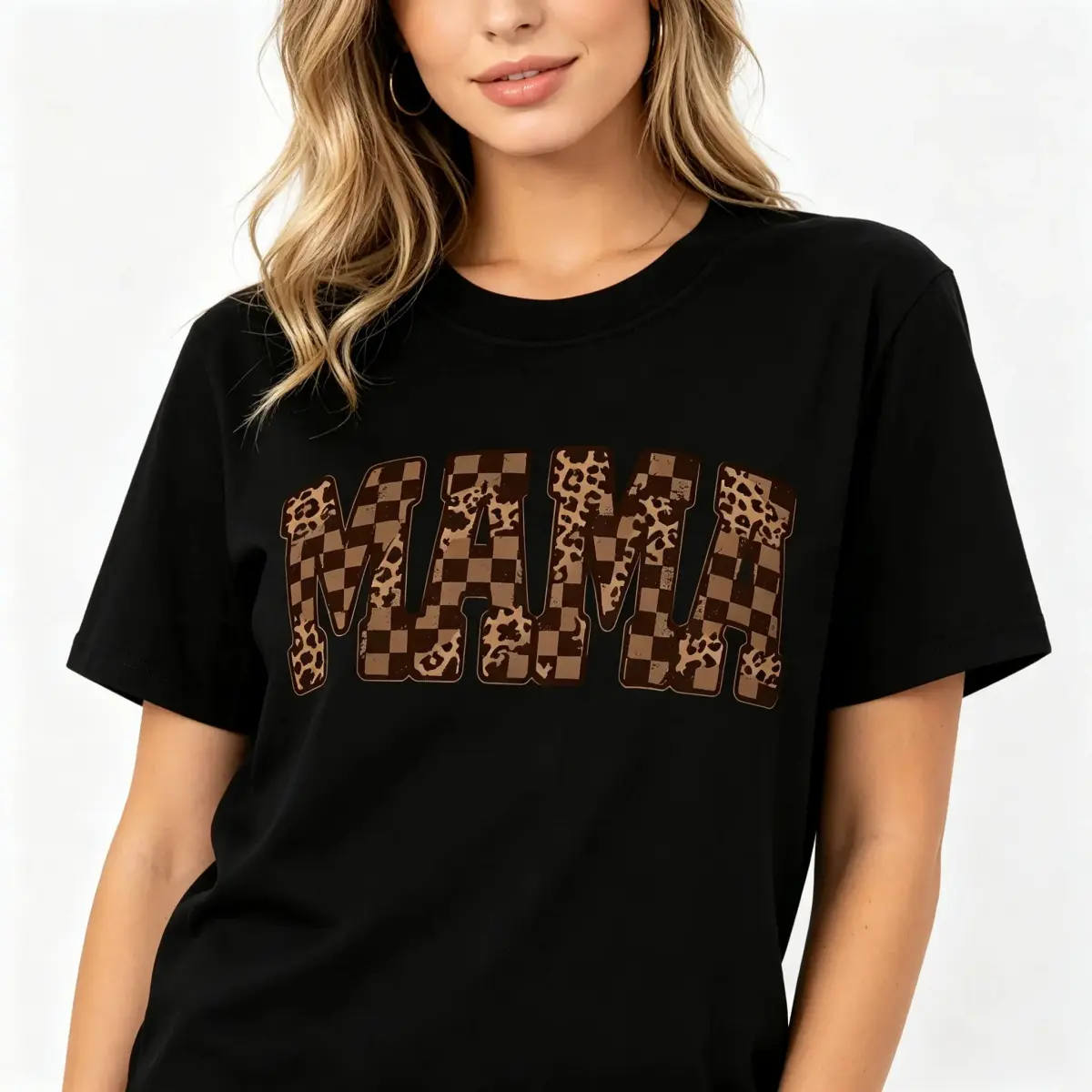 Women's Vintage Mama Graphic Tee with Leopard Print, Soft Cotton T-Shirt with a Casual Relaxed Boxy Fit, Clothes for Women, Women's Clothes