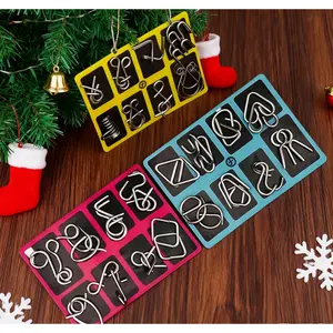 24pcs Metal Montessori Puzzle Solving Metal Wire Puzzle Pieces Solution Set 5.9''*7.08" Brain Teaser Wire Puzzle Chain Logic Educational Game Challenges Stress Relief Toys Thanksgiving Holiday Gift Ideas For Kids Christmas Stocking Stuffer