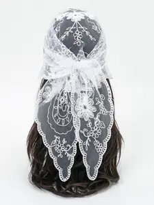 Lace Embroidery Multifunctional Decorative Silk Scarf, Fashion Versatile Thin Women's Triangle Headscarf, Stylish and Elegant, Wedding