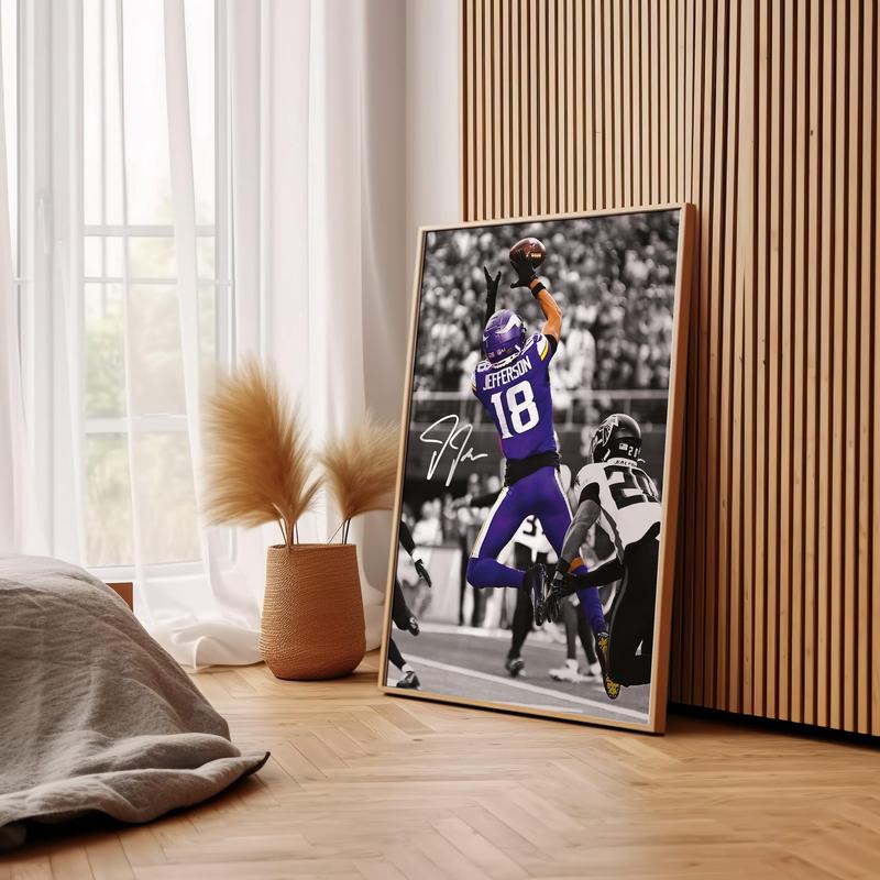 Justin Jefferson Poster, Minnesota, Bedroom Decor, Wall Art, Home Decor, Sports Poster, Gift For Fan (no Frame)