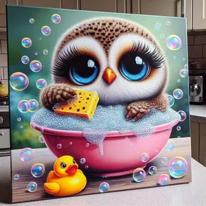 Cartoon Owl Pattern DIY Diamond Arts Colorful Painting Kit without Frame, DIY 5D Diamond Arts Colorful Painting Kit, Wall Art Decor for Home Living Room Bedroom