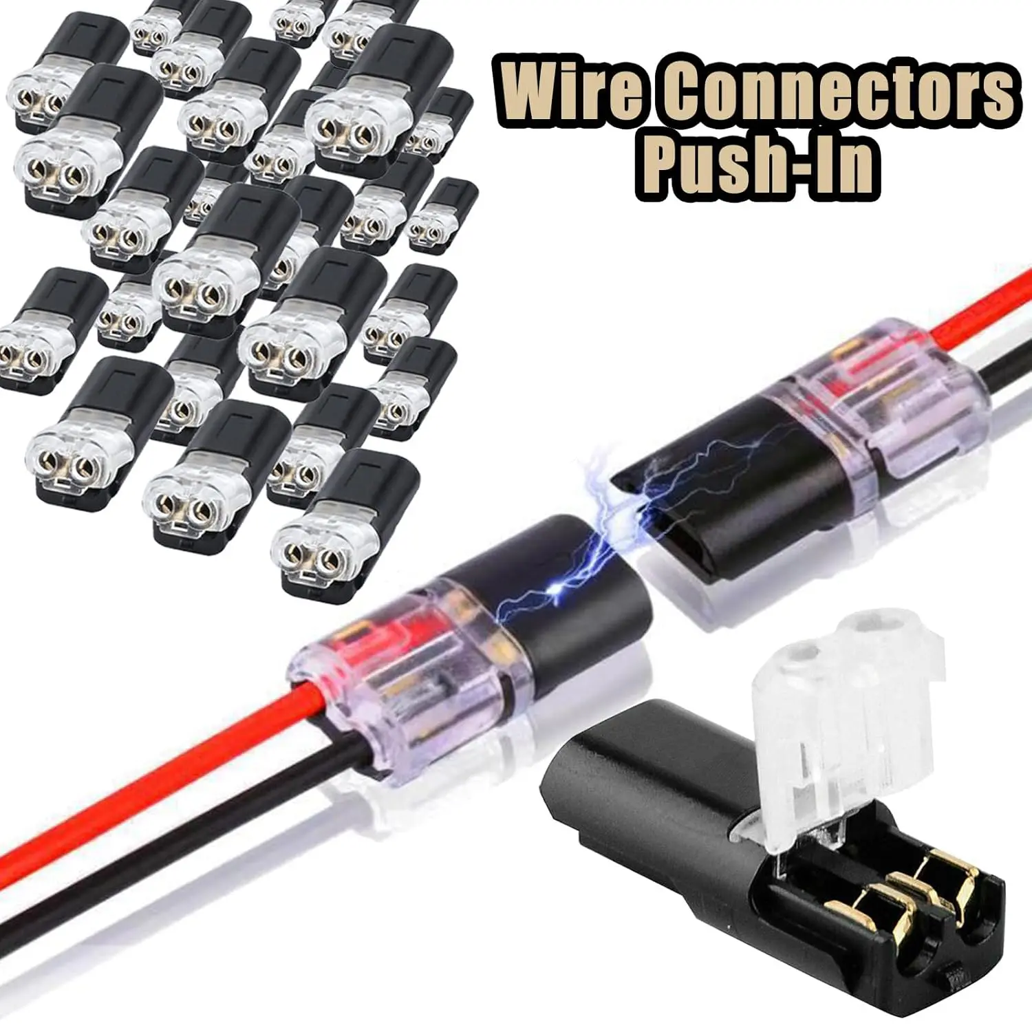 【DealsForYouDays】Double-Wire Plug-in Connector Led Light Strip Connectors 2 Pin, Low Voltage Wire Connector with Locking Buckle, Fast Connect Plugs Led Connectors for Strip Lights，Lead strip automotive wiring electricity Power Distribution Secure,Diy-YY