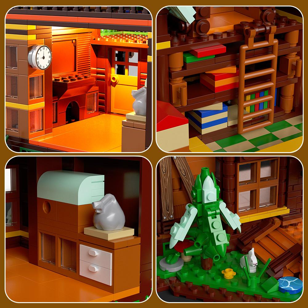 Time House 1652pcs with LED mini set, city street view greenhouse building block toy, can be used as a decoration, can be given as a gift to friends