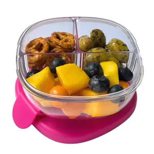 Yumbox Snack Bowl - 3 Compartment Leakproof Bowl, Divided compartments, Food stays separate, Raspberry Pink