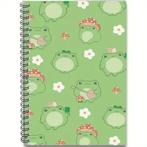 Cute Frog Pattern Spiral Notebook, 1 Count Cartoon Animal Pattern Journal Notebook, Stationery Supplies for Home School Office Dormitory