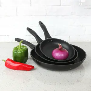 Mainstays 3-Piece Non-Stick Aluminum Skillet Set, Black