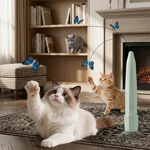 Hands-Free 360° Rotating Butterfly Cat Toy, One-Button Automatic Fluttering Electric Cat Teaser with Stable Suction Cup Base for Indoor Cat Exercise