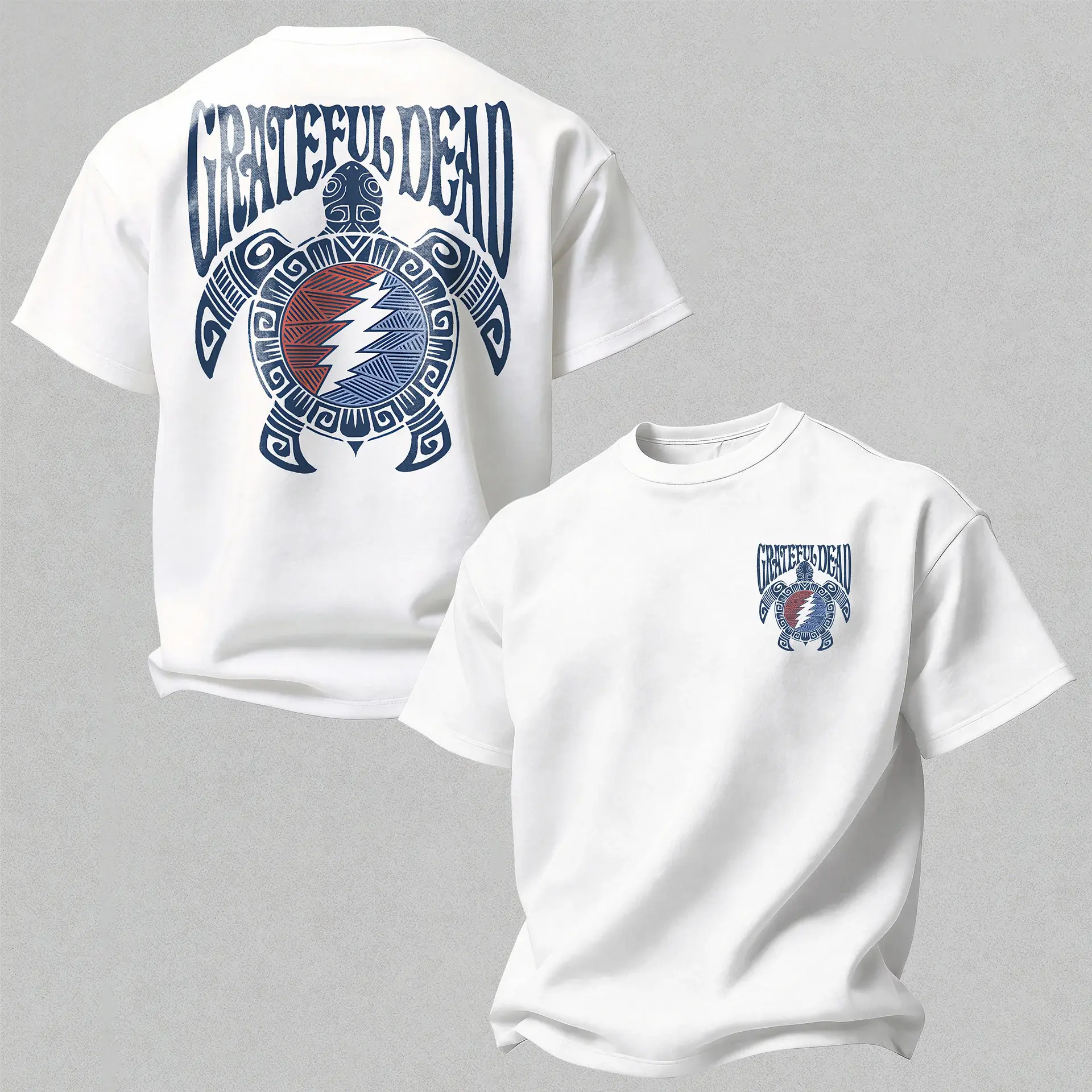 Grateful Dead Tribal Turtle Printed Oversized Unisex T-shirt, Cotton Streetwear Crewneck Shortsleeve Menswear Casual