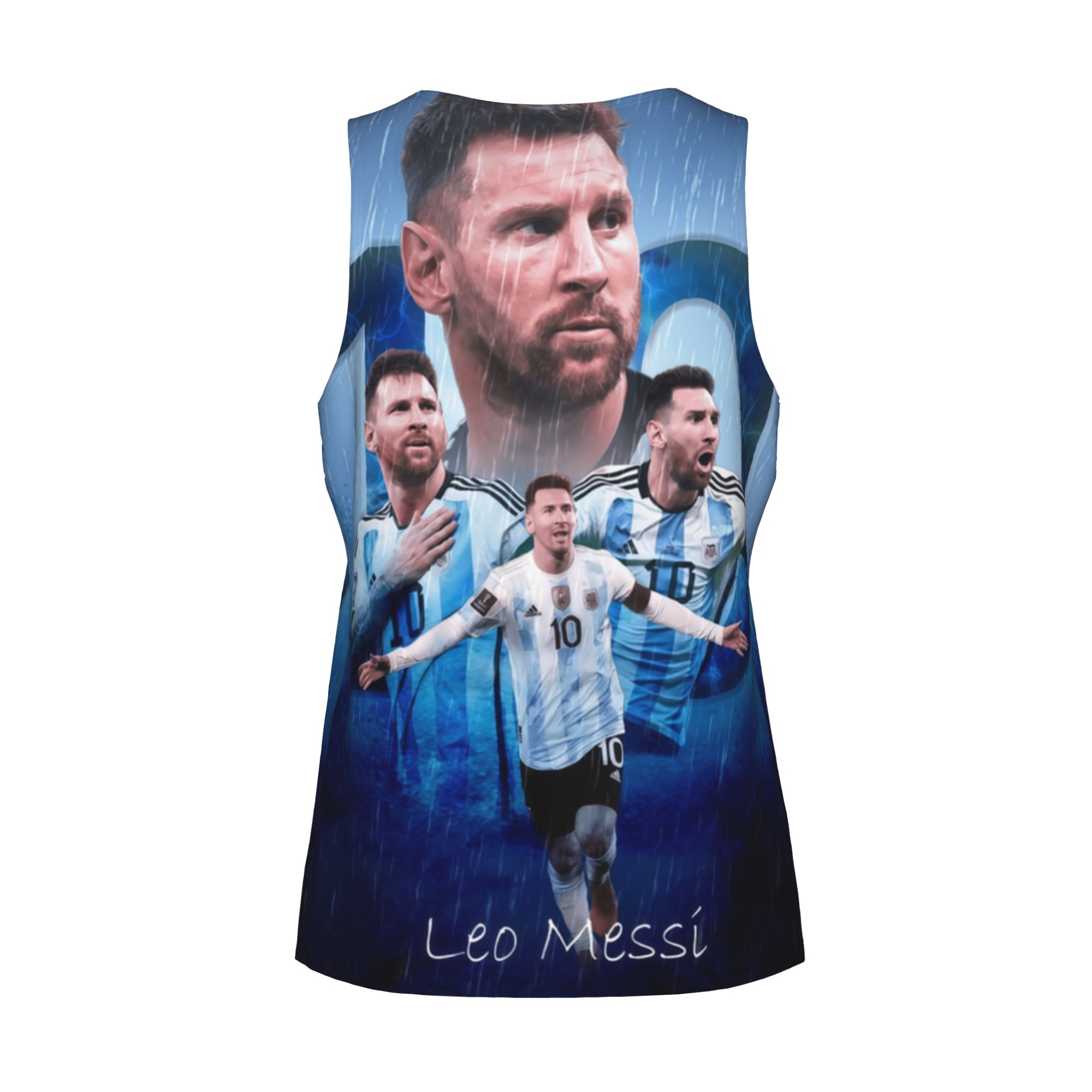 Messi celebration vest, Argentina number 10, the eternal champion. Summer breathable legendary T-shirt, casual vest, standard fit, printed pattern.