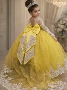 Duquesa Yellow and Gold 2-in-1 Detachable Dress for Girls