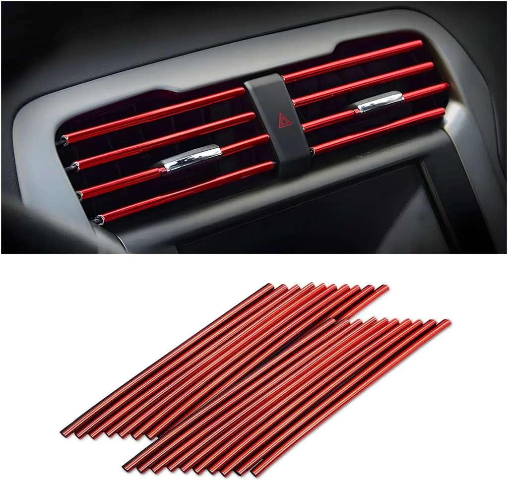 20 count  Air Conditioner Decoration Strip for Vent Outlet, Universal  Bendable Air Vent Outlet Trim Decoration, Suitable for  Air Vent Outlet,  Interior Accessories (Red)