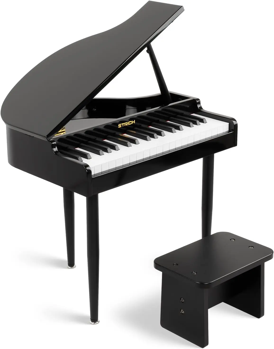STRICH 37 Keys Kids Piano Keyboard Set, Mini Grand Digital Piano for Kids with Stand Chair, Wood Piano for 3+ Girls and Boys, Classic Black, SEK-60