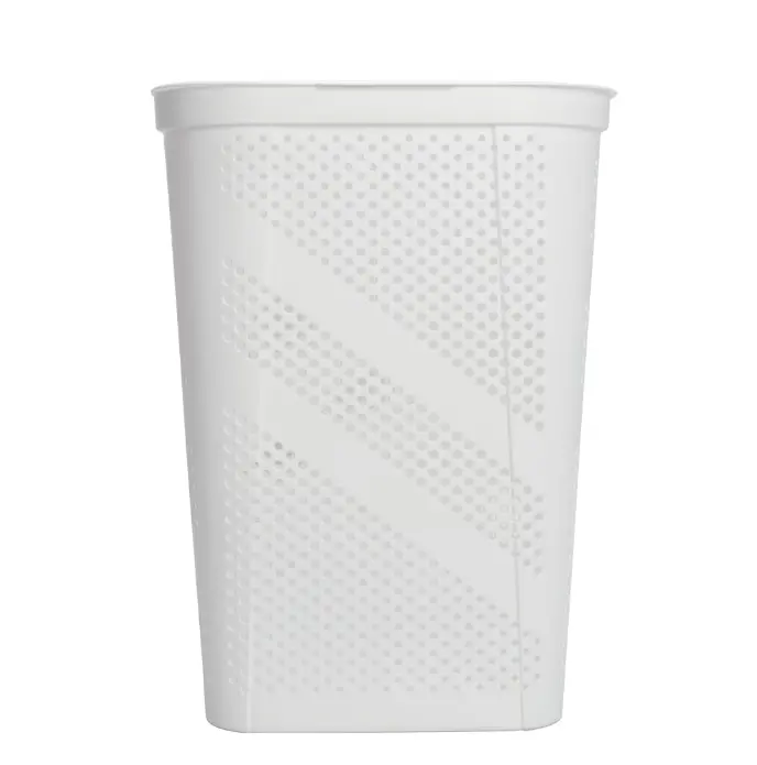 Tall Rectangular Laundry Hamper with Hinged Lid – White, Plastic
