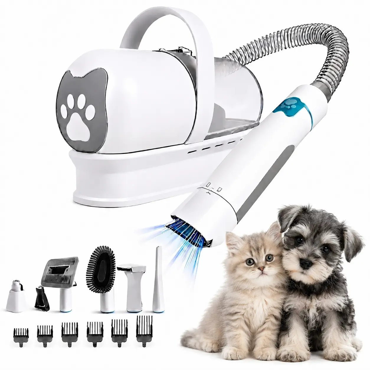 Money-Saving 7-in-1 Pet Grooming Vacuum for Home Salon, Professional Dog Hair Clipper & Grooming Vacuum Kit, Quiet Cat Groomer