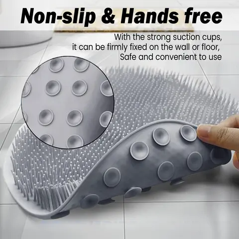 Non-Slip 23*30cm Cup Shower Foot Scrubber Mat - Wall-Mountable Hanging Bathroom Body Scrubber Brush, Exfoliating Shower Tool for Foot/Back Scrubbing & Smooth Skin Care (Men & Women)