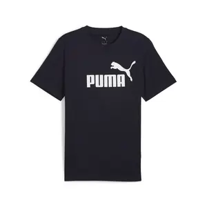 PUMA Mens Essentials Logo Crew Neck Short Sleeve Casual Tops Casual - Black